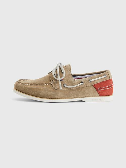 Brown Tommy Hilfiger Classic Suede Boat Men's Casual Shoes | TH546PAY