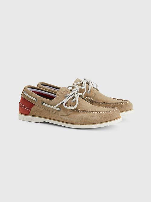 Brown Tommy Hilfiger Classic Suede Boat Men\'s Casual Shoes | TH546PAY