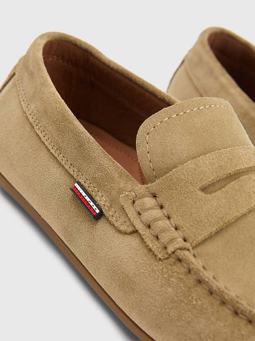 Brown Tommy Hilfiger Classic Suede Driving Men's Casual Shoes | TH329YIX