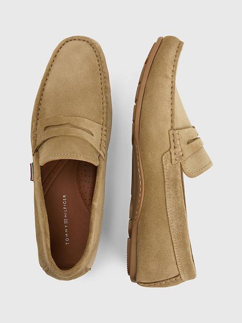 Brown Tommy Hilfiger Classic Suede Driving Men's Casual Shoes | TH329YIX