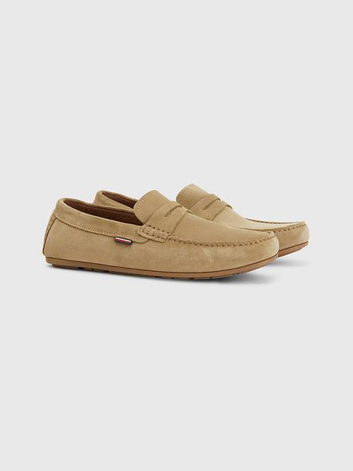 Brown Tommy Hilfiger Classic Suede Driving Men\'s Casual Shoes | TH329YIX