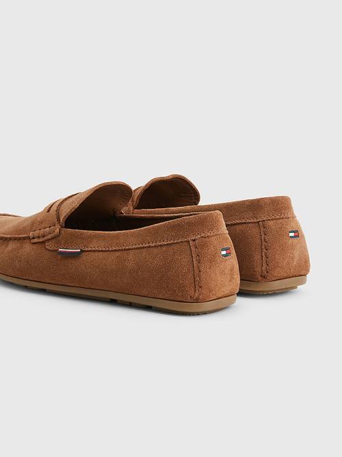 Brown Tommy Hilfiger Classic Suede Driving Men's Casual Shoes | TH961ENR