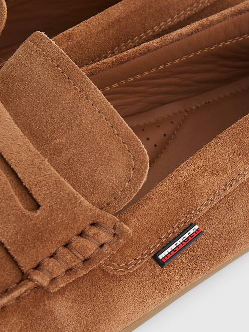 Brown Tommy Hilfiger Classic Suede Driving Men's Casual Shoes | TH961ENR