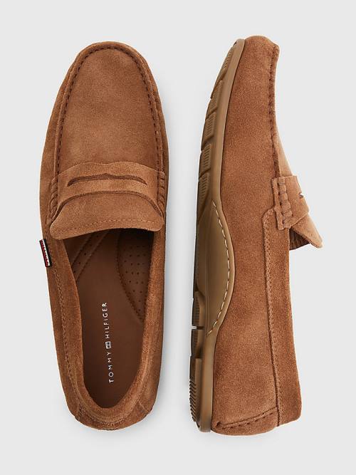 Brown Tommy Hilfiger Classic Suede Driving Men's Casual Shoes | TH961ENR