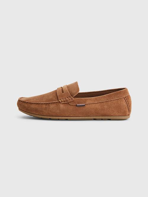 Brown Tommy Hilfiger Classic Suede Driving Men's Casual Shoes | TH961ENR