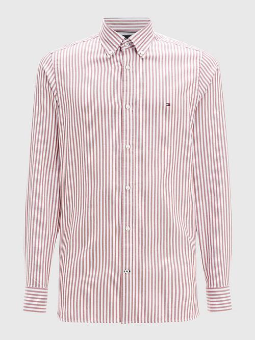 Brown Tommy Hilfiger Classics Stripe Slim Fit Dobby Men\'s Shirts | TH916NEM