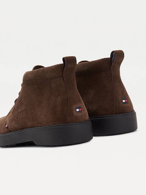 Brown Tommy Hilfiger Classics Suede Lace-Up Ankle Men's Boots | TH260VSJ