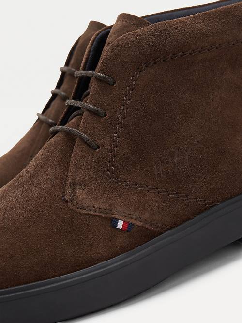 Brown Tommy Hilfiger Classics Suede Lace-Up Ankle Men's Boots | TH260VSJ