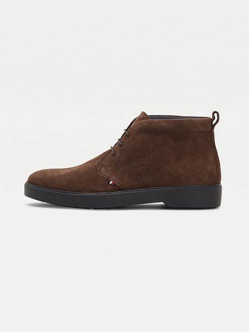 Brown Tommy Hilfiger Classics Suede Lace-Up Ankle Men's Boots | TH260VSJ