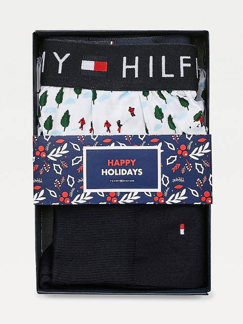 Brown Tommy Hilfiger Cotton Trunks And Socks Gift Set Men's Underwear | TH786WGQ