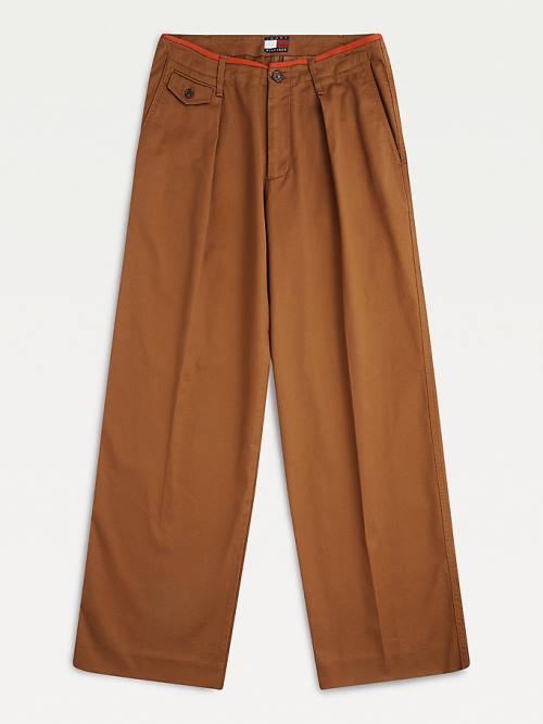 Brown Tommy Hilfiger Crest Relaxed Fit Chinos Men's Pants | TH796HEQ