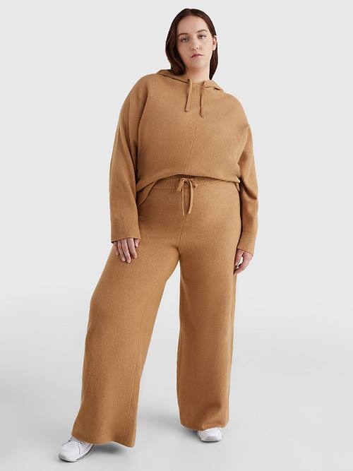 Brown Tommy Hilfiger Curve TH Flex Wide Leg Women's Pants | TH293DPN