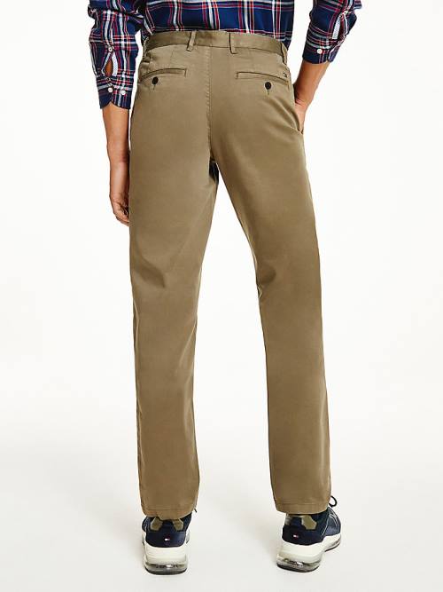 Brown Tommy Hilfiger Denton Straight Fit Satin Chinos Men's Pants | TH127NVT