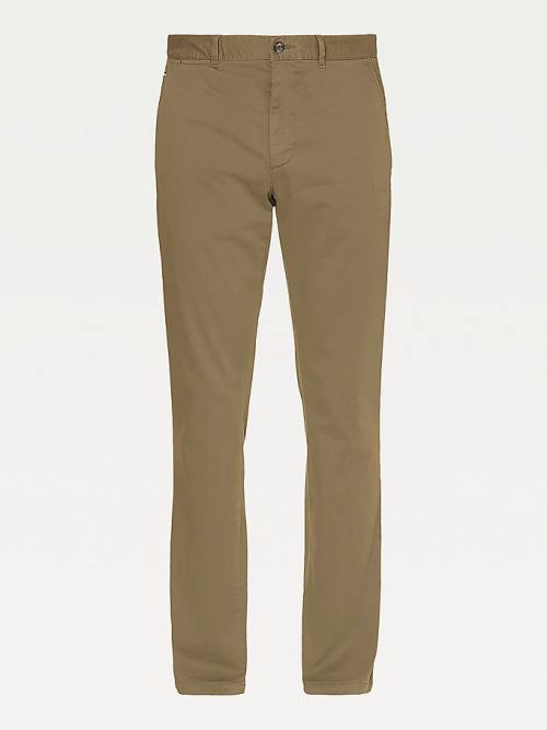 Brown Tommy Hilfiger Denton Straight Fit Satin Chinos Men's Pants | TH127NVT