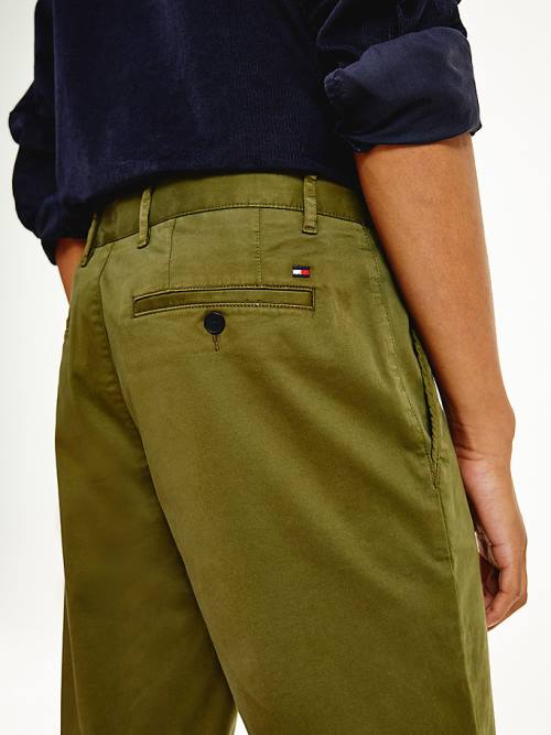 Brown Tommy Hilfiger Denton Straight Fit Satin Chinos Men's Pants | TH384YLP