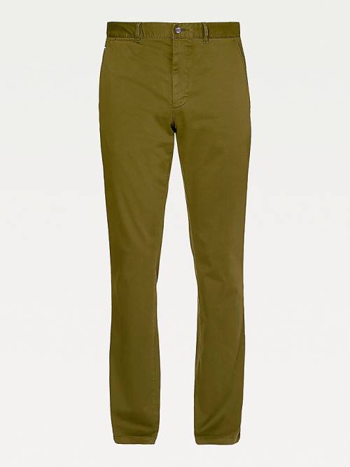 Brown Tommy Hilfiger Denton Straight Fit Satin Chinos Men's Pants | TH384YLP