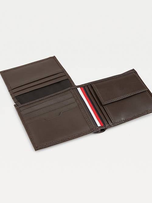 Brown Tommy Hilfiger Downtown Leather Bifold Men's Wallets | TH270OJN