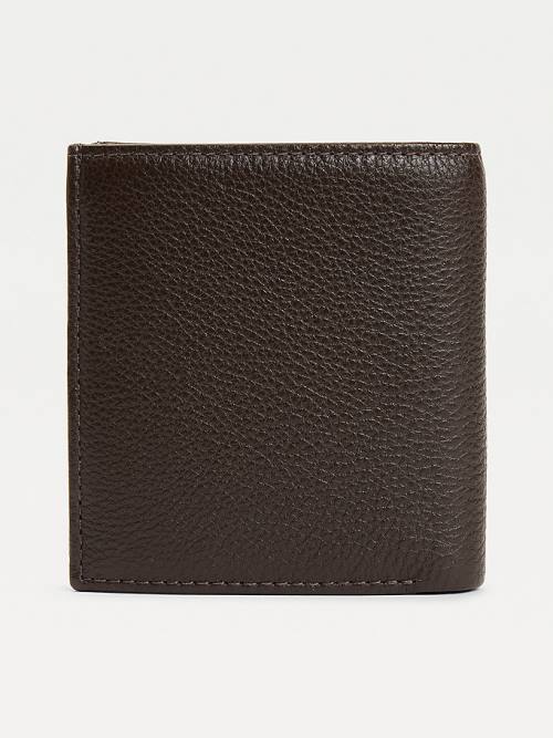 Brown Tommy Hilfiger Downtown Leather Trifold Men's Wallets | TH958VLA