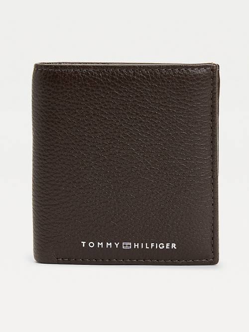 Brown Tommy Hilfiger Downtown Leather Trifold Men\'s Wallets | TH958VLA