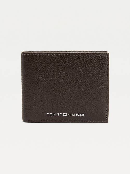 Brown Tommy Hilfiger Downtown Small Leather Card Men\'s Wallets | TH108DSZ