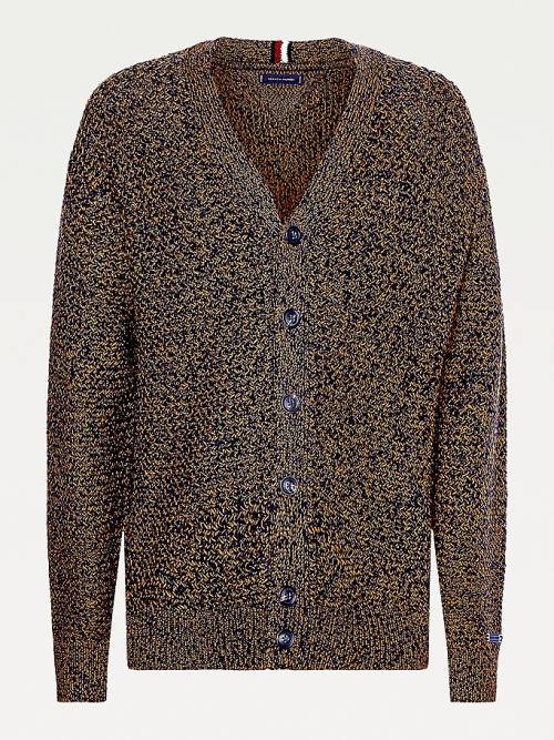 Brown Tommy Hilfiger Elevated Pure Cotton V-Neck Cardigan Men's Sweaters | TH275ZAI