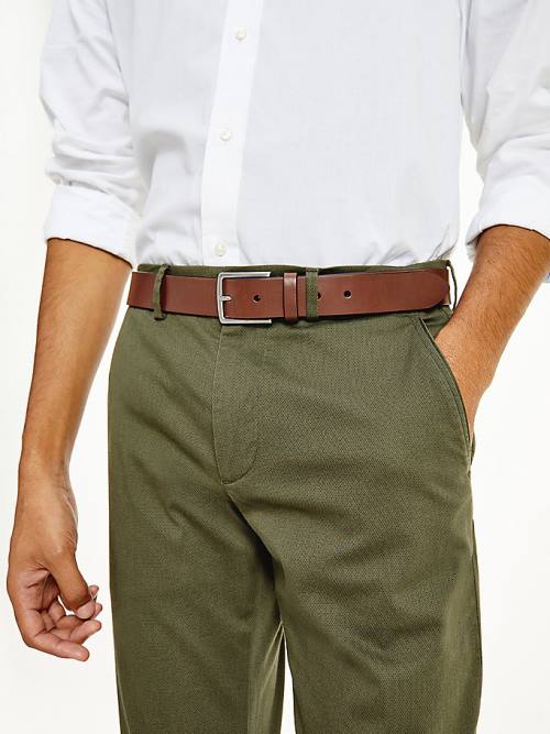 Brown Tommy Hilfiger Essential Casual Organic Leather Men's Belts | TH689VEN