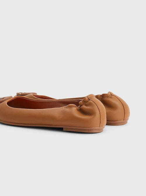 Brown Tommy Hilfiger Essential Leather Women's Ballerina | TH053HGP