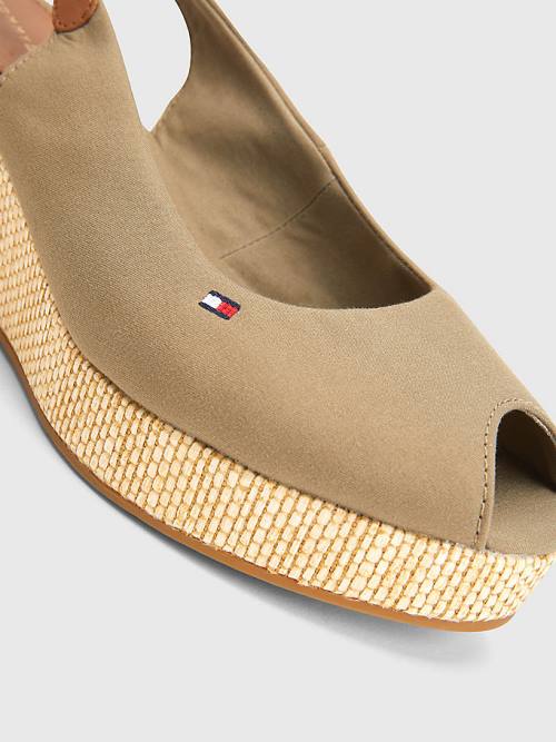 Brown Tommy Hilfiger Iconic Slingback Espadrille Wedges Women's Sandals | TH120SIQ