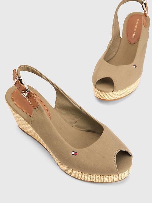 Brown Tommy Hilfiger Iconic Slingback Espadrille Wedges Women's Sandals | TH120SIQ