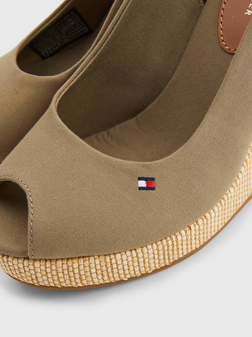 Brown Tommy Hilfiger Iconic Slingback Espadrille High Heel Wedges Women's Sandals | TH792GRH