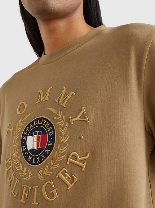 Brown Tommy Hilfiger Icons Embroidery Men's T Shirts | TH683UNZ