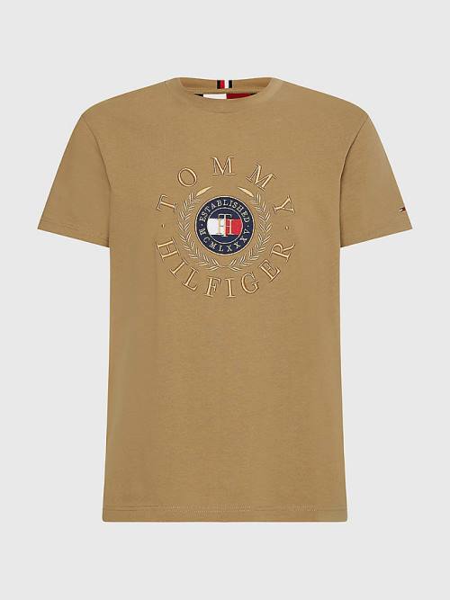 Brown Tommy Hilfiger Icons Embroidery Men's T Shirts | TH683UNZ