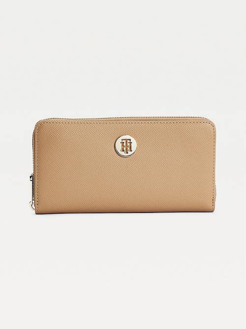 Brown Tommy Hilfiger Large Monogram Zip-Around Women\'s Wallets | TH195SQE