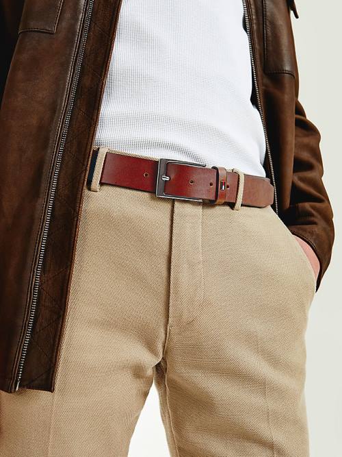 Brown Tommy Hilfiger Layton Adjustable Organic Leather Men's Belts | TH076MLT