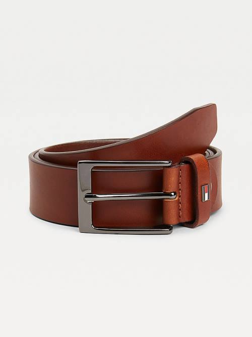 Brown Tommy Hilfiger Layton Adjustable Organic Leather Men\'s Belts | TH076MLT