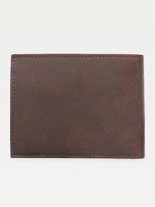 Brown Tommy Hilfiger Leather Flap Men's Wallets | TH278NMD