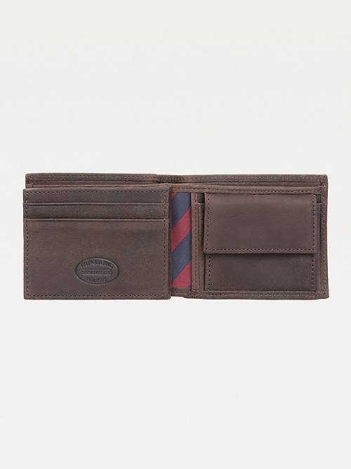 Brown Tommy Hilfiger Leather Flap Men's Wallets | TH278NMD