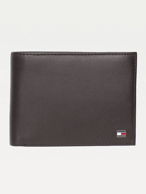 Brown Tommy Hilfiger Leather Flap Men\'s Wallets | TH740PIV