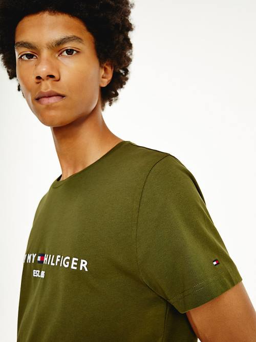 Brown Tommy Hilfiger Logo Men's T Shirts | TH028EBJ