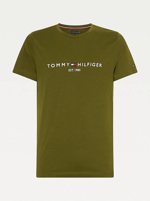 Brown Tommy Hilfiger Logo Men's T Shirts | TH028EBJ