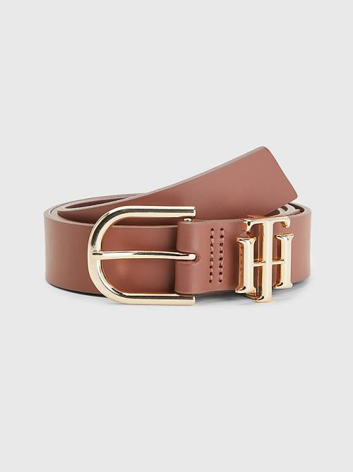 Brown Tommy Hilfiger Luxe Leather Monogram Women\'s Belts | TH931YKT