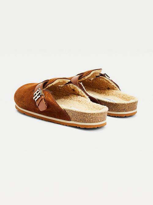 Brown Tommy Hilfiger Monogram Closed Toe Mules Women's Slippers | TH085JCW