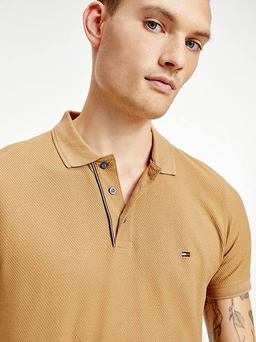 Brown Tommy Hilfiger Organic Cotton Slim Fit Men's Polo Shirts | TH016EQP