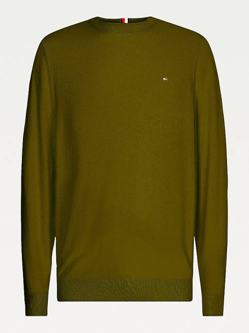 Brown Tommy Hilfiger Pima Cotton Cashmere Jumper Men's Sweaters | TH785MXZ