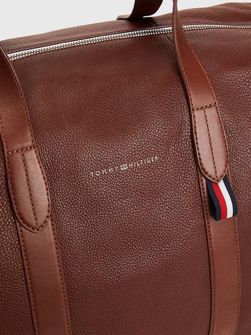 Brown Tommy Hilfiger Premium Leather Duffle Men's Bags | TH568VPO