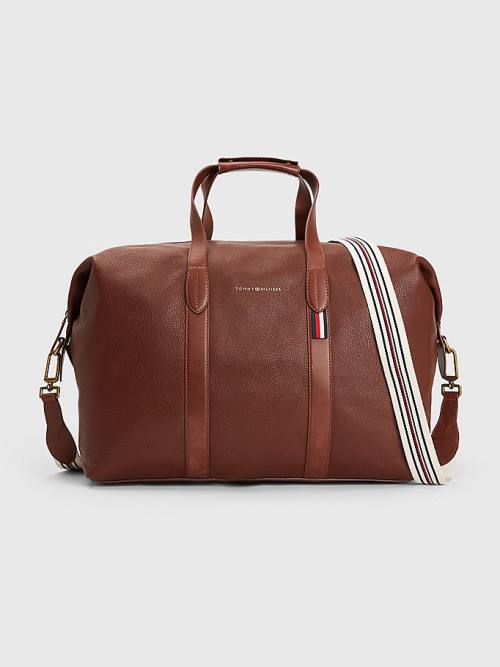 Brown Tommy Hilfiger Premium Leather Duffle Men\'s Bags | TH568VPO