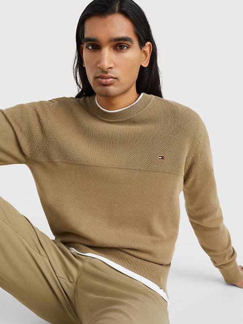 Brown Tommy Hilfiger Pure Supima Cotton Flag Embroidery Jumper Men's Sweaters | TH894HSY