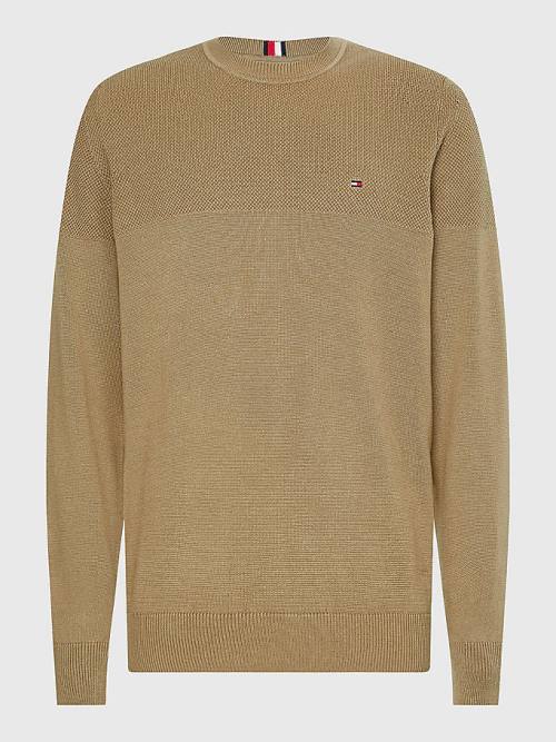 Brown Tommy Hilfiger Pure Supima Cotton Flag Embroidery Jumper Men's Sweaters | TH894HSY