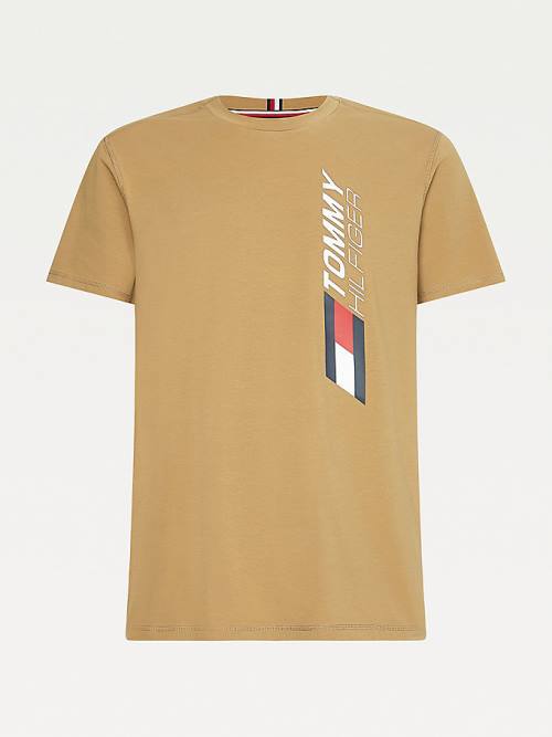 Brown Tommy Hilfiger Sport Stretch Organic Cotton Jersey Men's T Shirts | TH963BQK