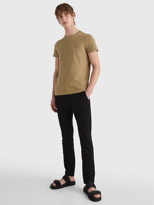 Brown Tommy Hilfiger Stretch Organic Cotton Slim Fit Men's T Shirts | TH769WPU